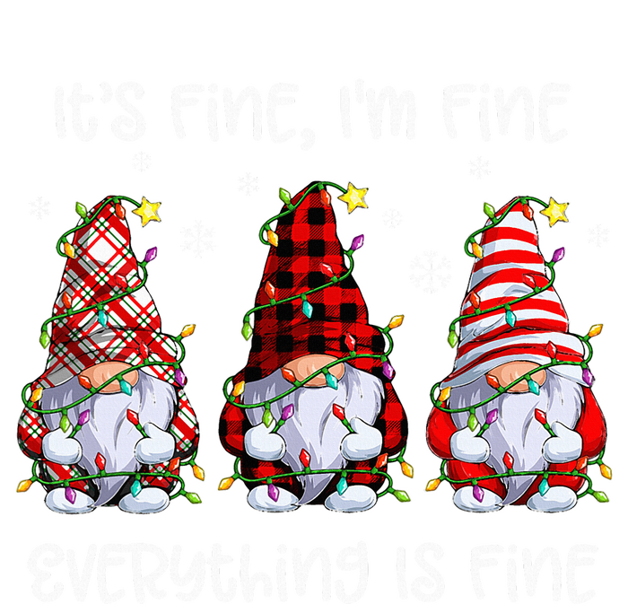 Its Fine I'm Fine Everything Is Fine Gnome Christmas Lights V-Neck T-Shirt