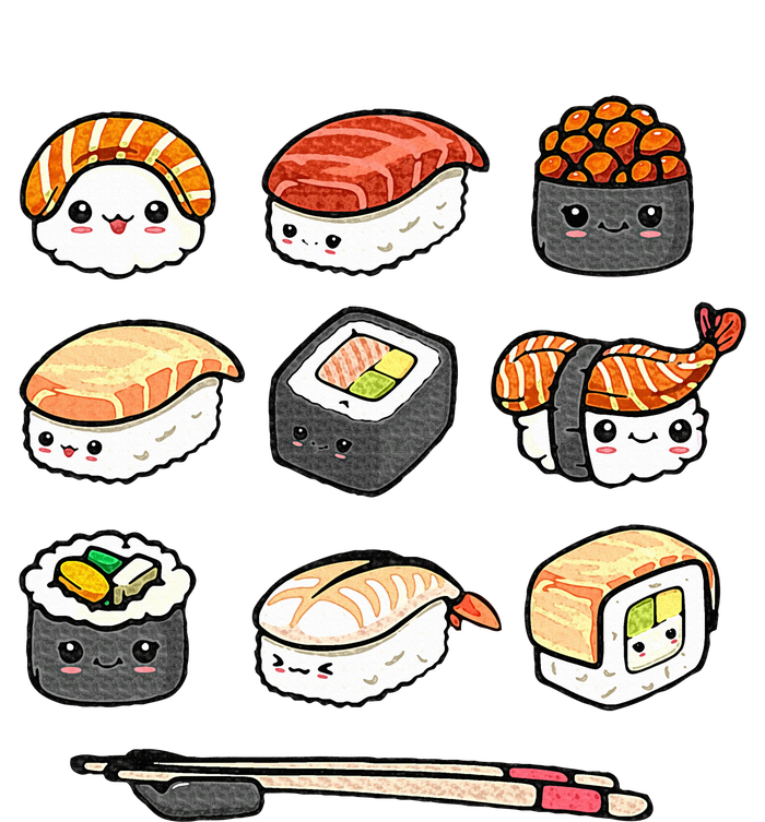 Happy Sushi Anime Kawaii Set Japanese Food Lover Otaku Manga  Youth Performance Sprint T-Shirt