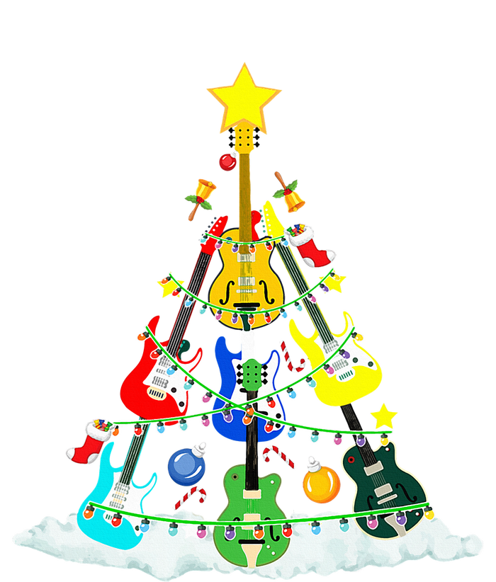 Cute Guitar Christmas Tree Music Stocking Stuffer  Women's T-Shirt