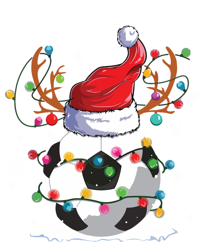 Soccer Santa Hat Reindeer Christmas Lights Funny Xmas T-Shirt