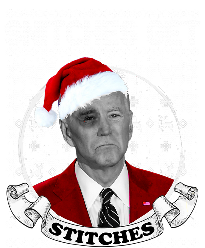 Snitches Get Stitches Funny Biden Elf Ugly Christmas Kids Long Sleeve Shirt