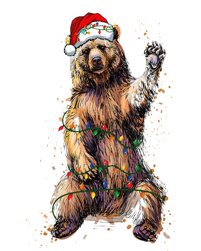 Cute bear Christmas Lights Santa Hat Merry Christmas Sustainable Bucket Hat