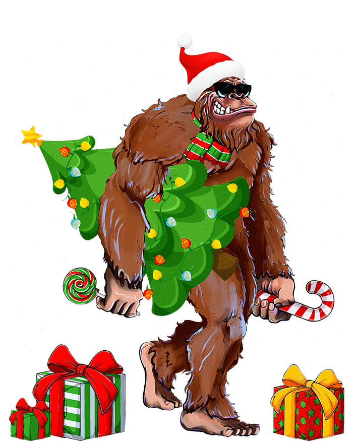 Bigfoot Santa Christmas Tree Lights Funny Xmas Sasquatch  T-Shirt