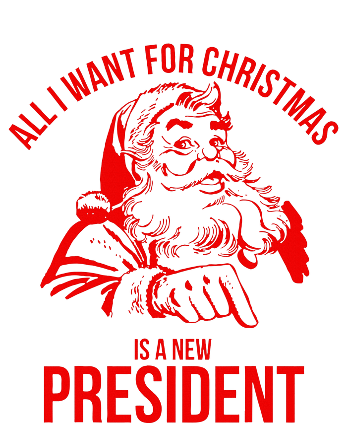 All I Want For Christmas Is A New President Funny Santa Xmas Women's Long Sleeve Flannel Pajama Set 