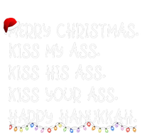 Merry Christmas Kis.s My Ass His Ass Your Ass Happy Hanukkah Striped Beanie with Solid Band