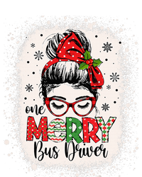 One Merry Bus Driver Messy Bun Christmas School Bus Driver T-Shirt