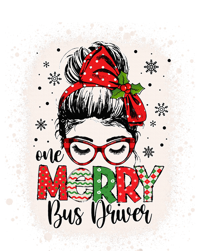 One Merry Bus Driver Messy Bun Christmas School Bus Driver T-Shirt