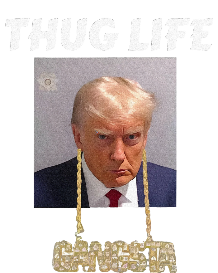 Funny Thug Life Trump Mugshot Gangsta Gold Chain Bling Drip Trump Hooded Wearable Blanket