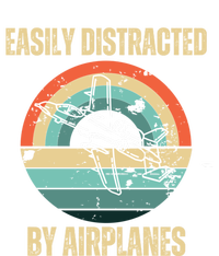 Airplane Pilot Vintage Retro Easily Distracted By Airplanes Cool Gift T-Shirt