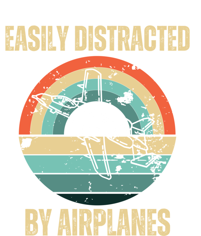 Airplane Pilot Vintage Retro Easily Distracted By Airplanes Cool Gift T-Shirt