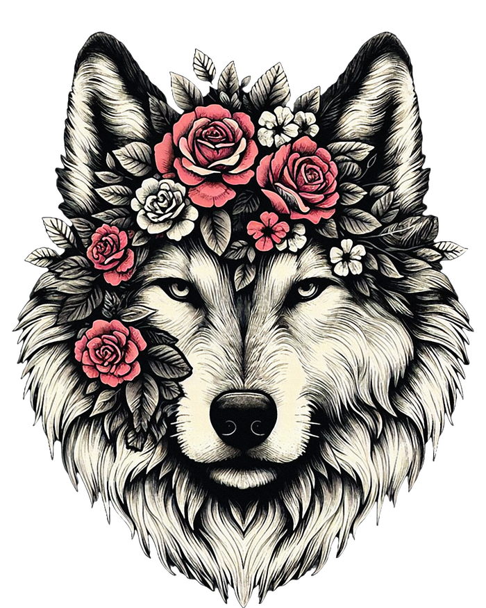 Floral Wolf Animal Cute Botanical Wolf Flowers Wolf Lovers Ladies Essential Flowy Tank