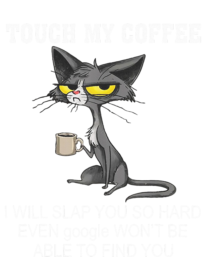 Touch My Coffee I Will Slap You So Hard Funny Cat Striped Beanie with Solid Band