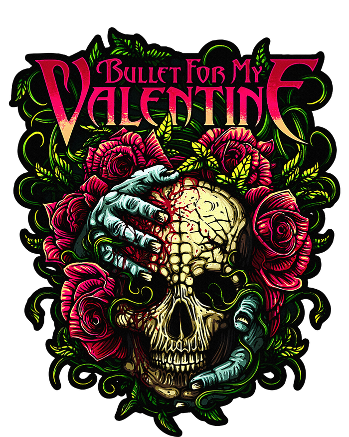 Funny Bullet My Valentine Skull Roses and Red Blood Horror T-Shirt