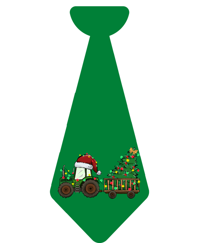 Funny Christmas Tie With Christmas Farm Tractor Tree Lights Dry Zone Grid Polo