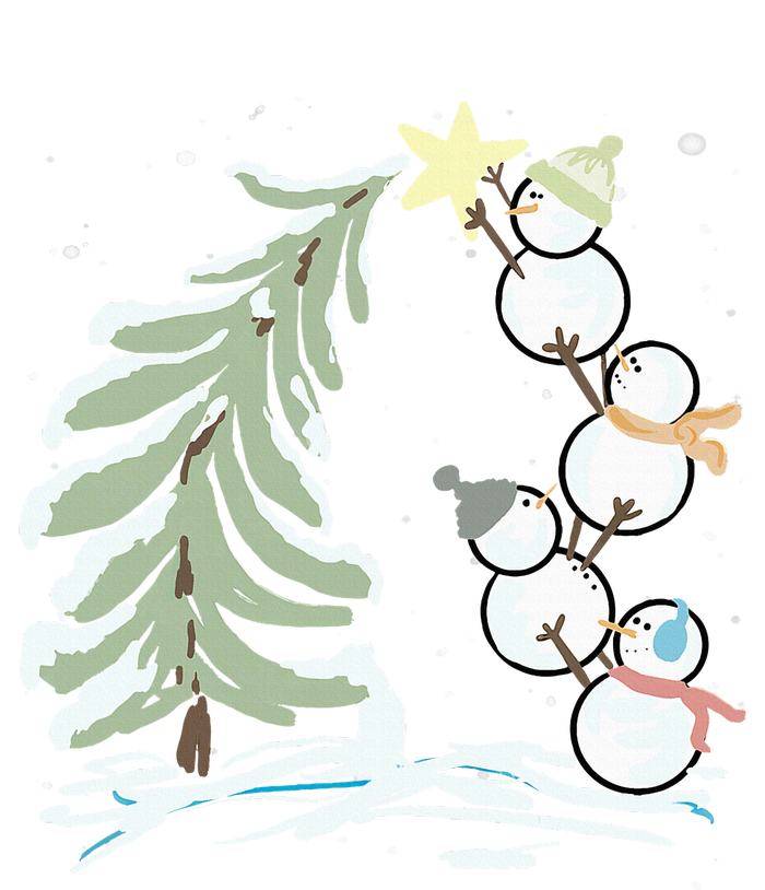 Cute Snowman Stacking Star On The Christmas Tree T-Shirt