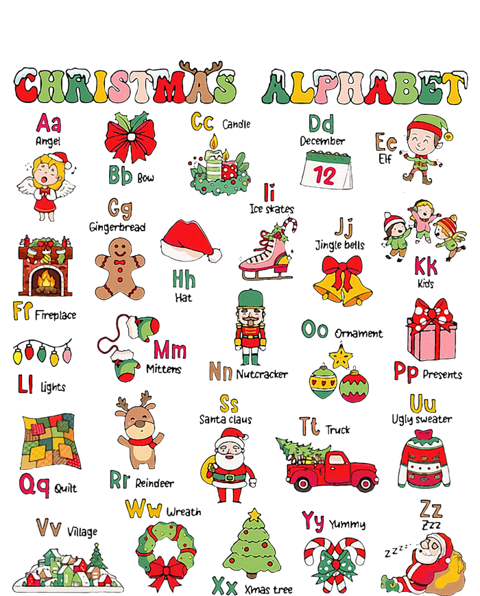 ABCs Learning Kindergarten Teacher Christmas Lights Alphabet T-Shirt