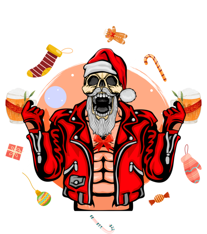 Christmas Skeleton Ing Beer Santa Claus Skeleton Cute Gift T-Shirt