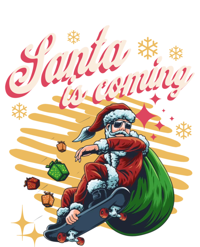 Funny Skateboard Santa Claus Is Coming Merry Christmas Gift T-Shirt