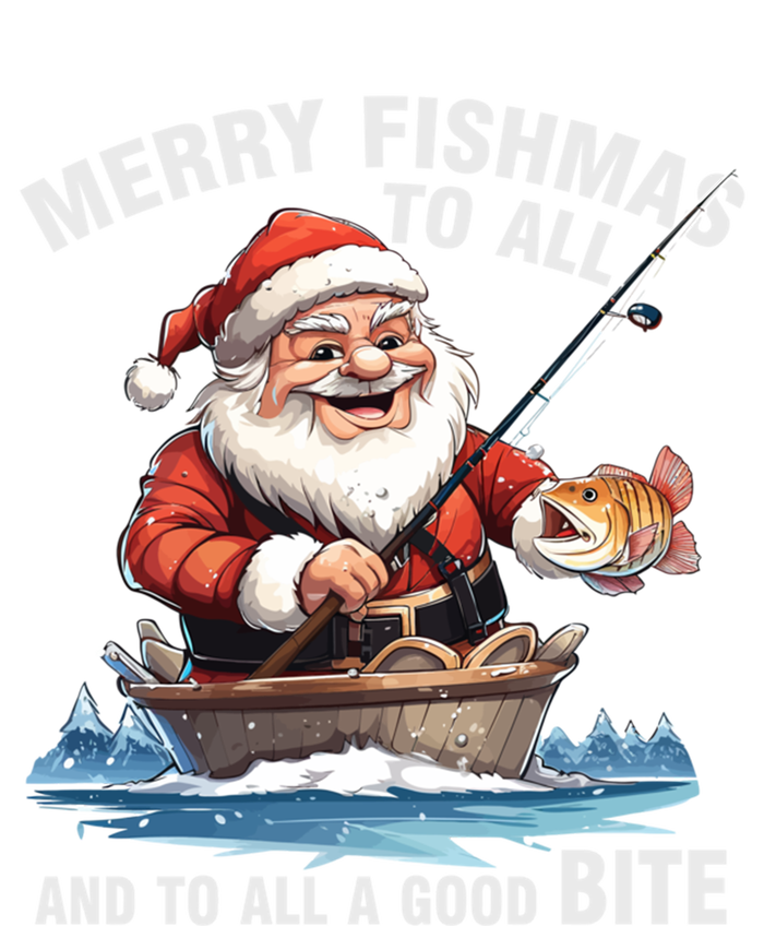 Merry Fishmas To All And A Good Bite Santa Fishing Christmas Great Gift Stripe Pom Pom Beanie