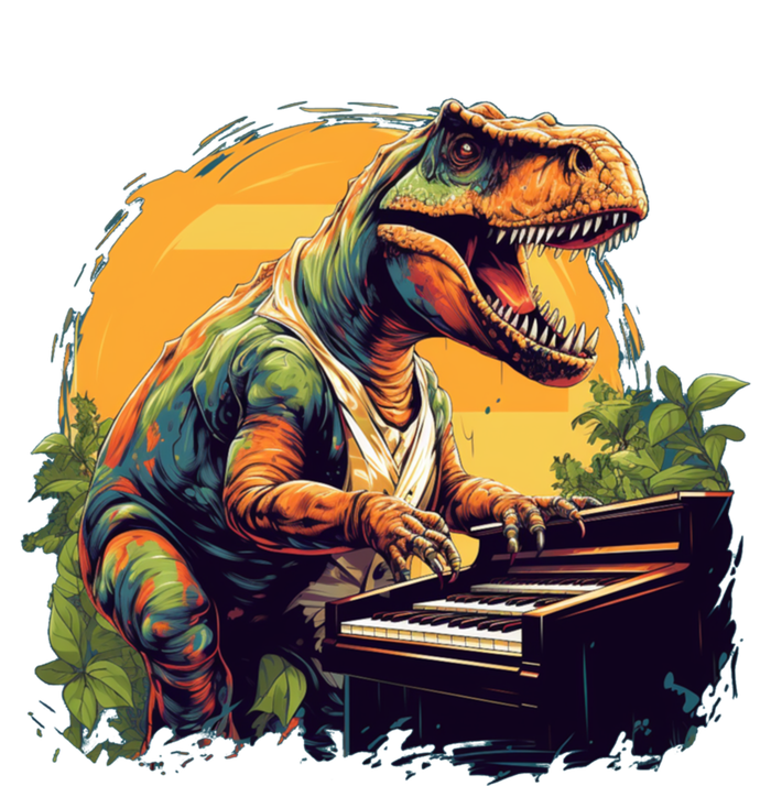 Funny T Rex Dinosaurs With Piano For Music Instrut Fans Gift Sustainable Knit Beanie