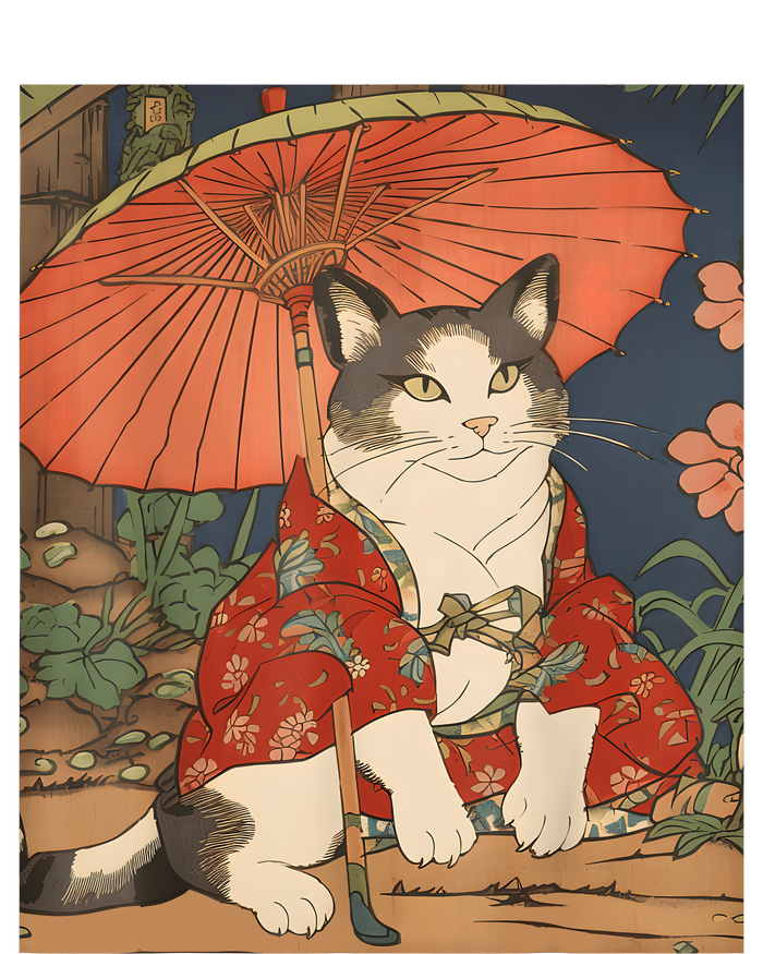 Japanese Retro Geisha Cat Neko Vintage Art Ukiyoe PosiCharge RacerMesh Polo