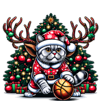 Santa British Shorthair Cat Play Basketball Christmas Funny Gift Tie-Dye T-Shirt