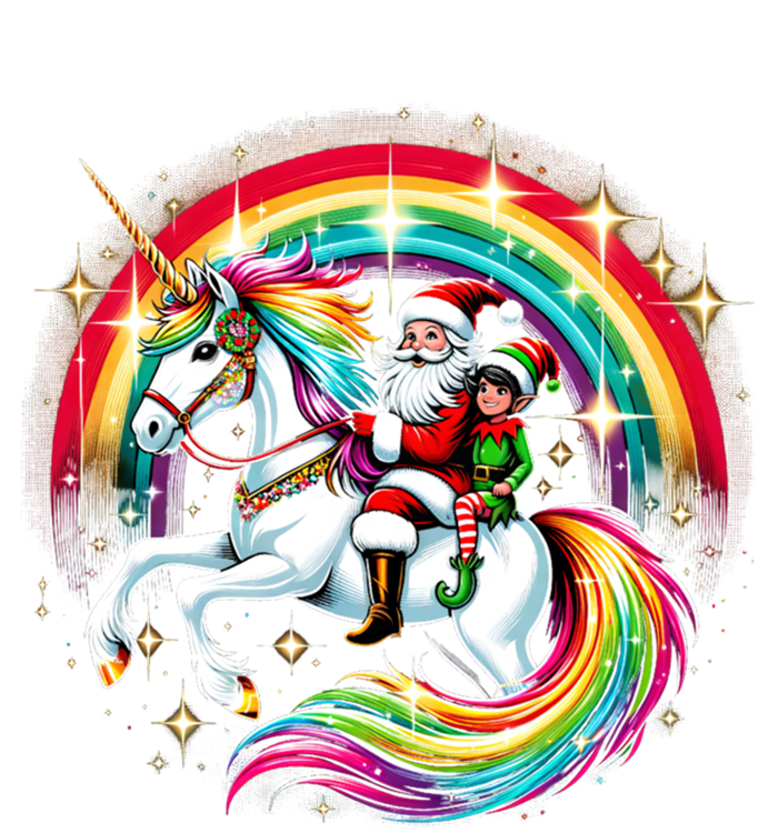 Santa Elf Riding Unicorn Rainbow Christmas Gift Sustainable Beanie