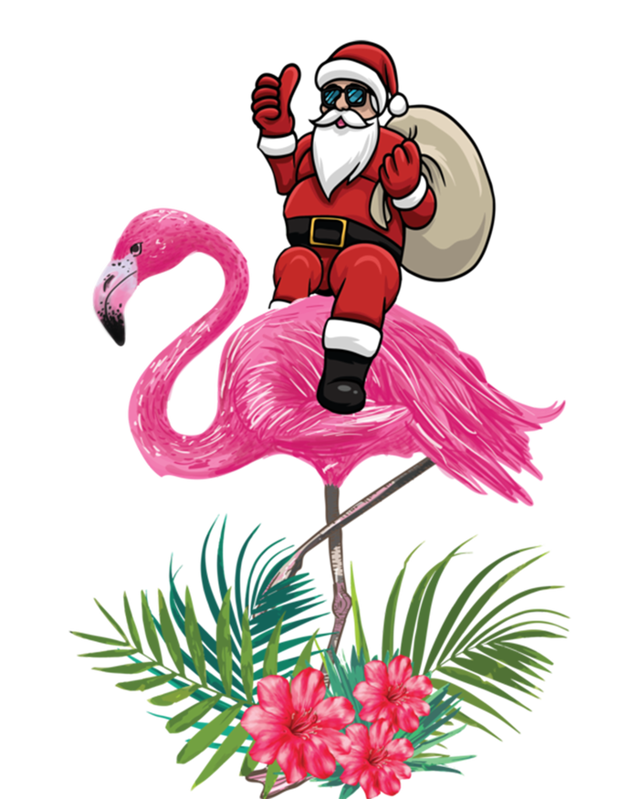 Santa Riding On A Pink Flamingo Christmas Santa Graphic Funny Gift T-Shirt