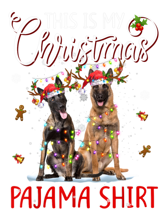 This Is My Christmas Pajama Funny Gift Belgian Malinois Christmas Gift Stripe Pom Pom Beanie