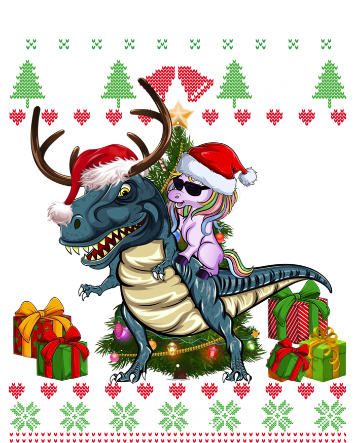 Unicorn Riding On Dinosaur Santa Hat Ugly Christmas Sweater Gift Tall Long Sleeve T-Shirt