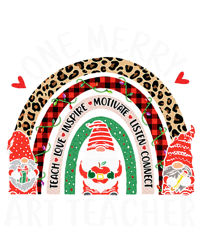 Art Teacher Funny Gnomes Christmas Teacher Rainbow Tie-Dye T-Shirt