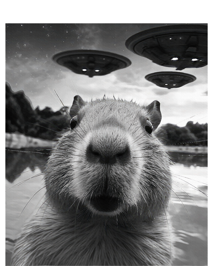 Funny Capybara Selfie with UFOs Weird Premium T-Shirt