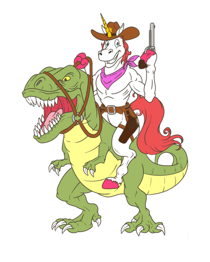 Aunticorn Aunt Unicorn Riding Trex Dinosaur Cow Sheriff Gift Women's Tri-Blend 3/4-Sleeve Raglan Shirt