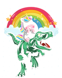 Unicorn Riding Trex Dino Dinosaur Rainbow Fun Unicorn Gift V-Neck T-Shirt