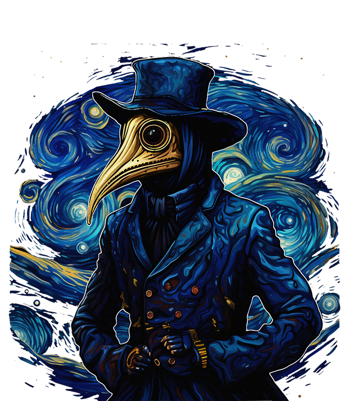 Funny Plague Doctor Starry Night Van Gogh leeches medical Cropped Pullover Crew