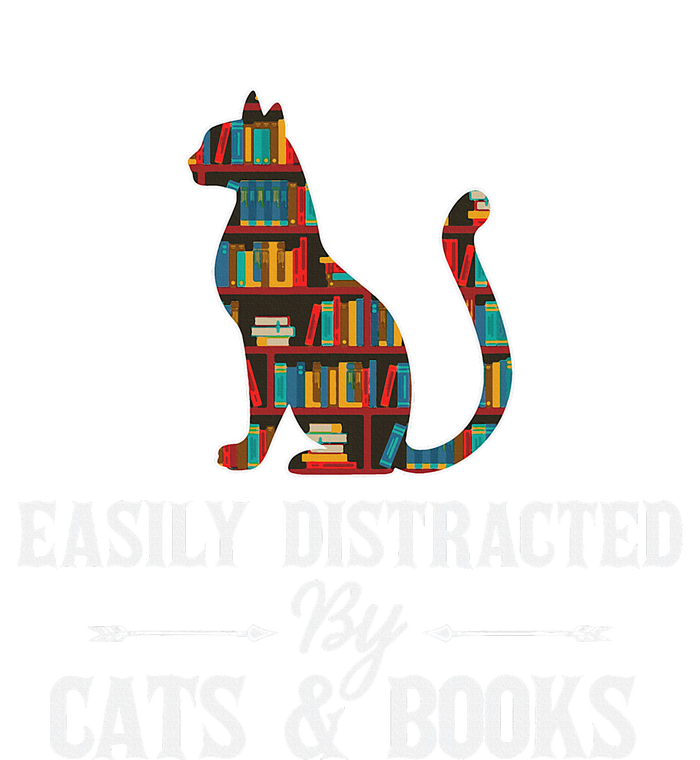 Easily Distracted by Cats and Books Cat Design Women's Pullover Hoodie