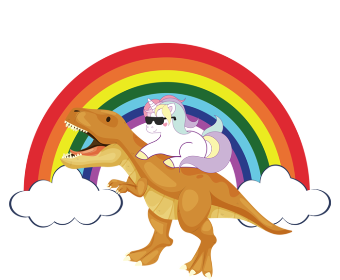 Unicorns Rainbow Funny Gift Unicorn Riding T Rex Dinosaur Cute Gift Kids T-Shirt