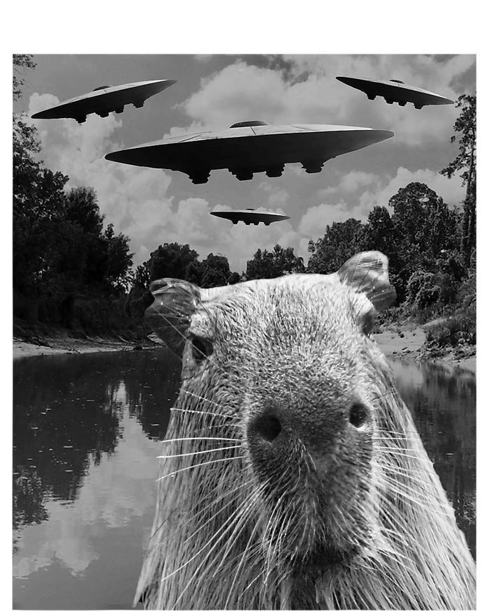 Funny Graphic Capybara Selfie With Ufos Weird T-Shirt