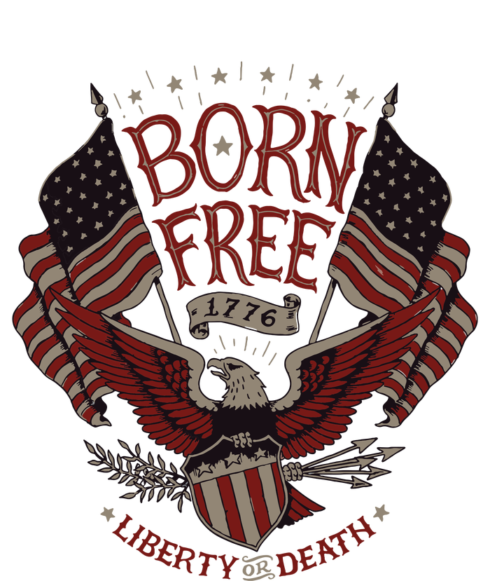 Vintage Born Free Eagle American Flag 1776 4th Of July Usa Kids T-Shirt