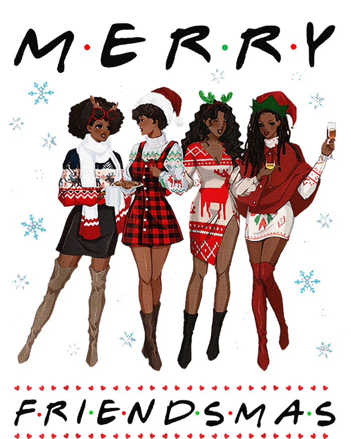 Funny Merry Friendsmas Black Girl Friends Christmas Matching Group T-Shirt