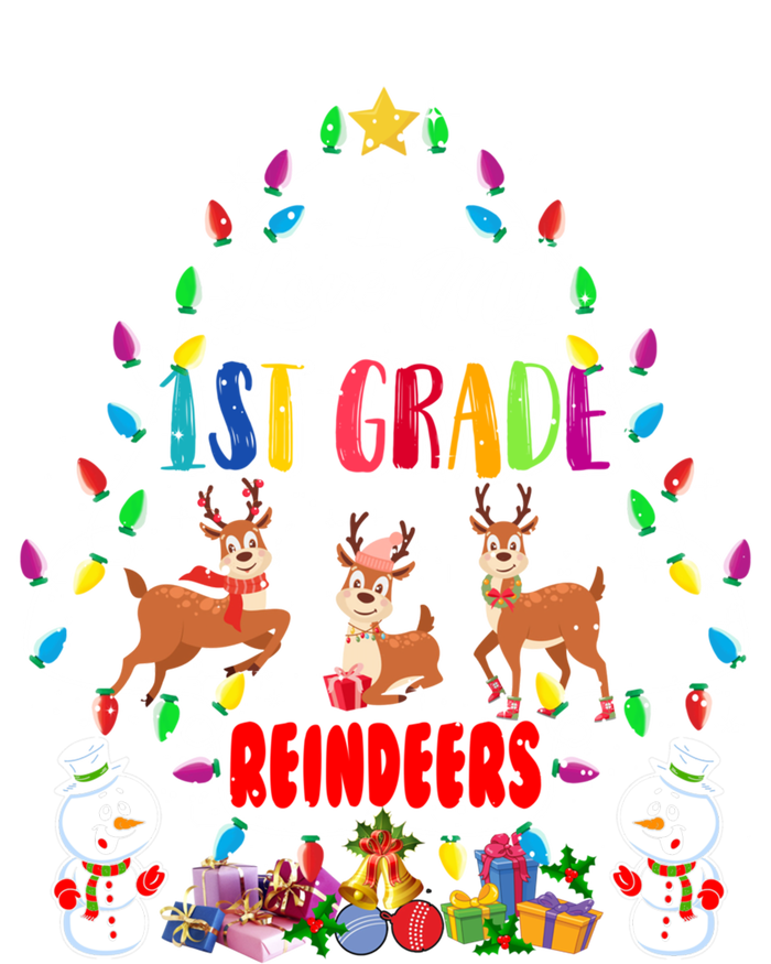 I Love My 1st Grade Reindeers Christmas Light Tree Teacher Funny Gift T-Shirt