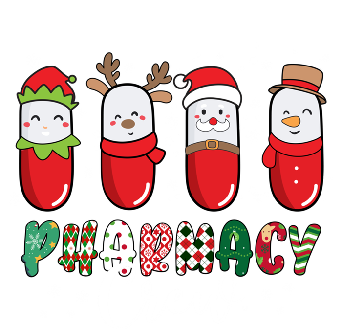 Pharmacy Crew Christmas Pills Snow Reindeer Santa Lights Gift T-Shirt