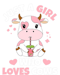 Just A Girl Who Loves Cows Cute Strawberry Cow Cowgirl Print Striped Beanie with Solid Band