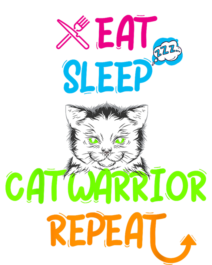 Funny Eat Sleep Cat Warrior Repeat Cool Cat Tank Top