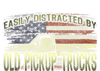 Easily Distracted By Old Pickup Trucks American Flag Truck Cropped Pullover Crew