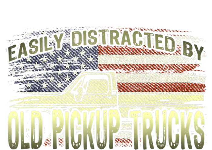 Easily Distracted By Old Pickup Trucks American Flag Truck Cropped Pullover Crew