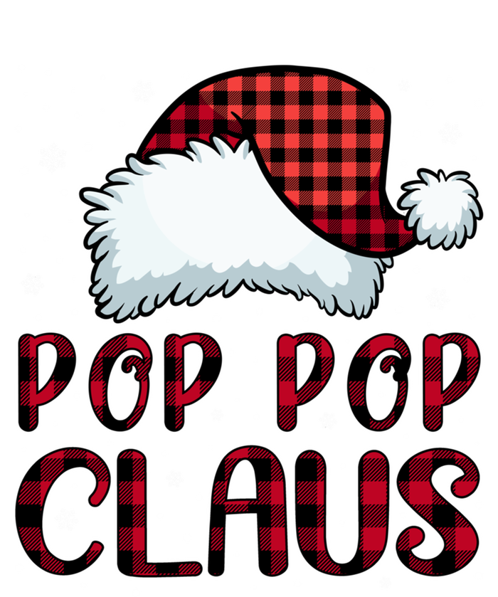 Pop Pop Claus Merry Christmas Buffalo Plaid Red Santa Hat Gift Short Acrylic Beanie