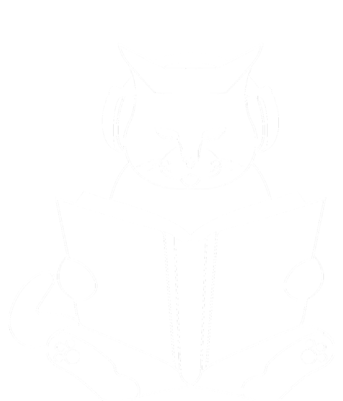 Cat Reading Book With Headphones Grommeted Golf Towel