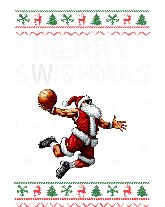 Merry Swishmas Ugly Christmas Basketball Christmas Cooling Performance Crew T-Shirt