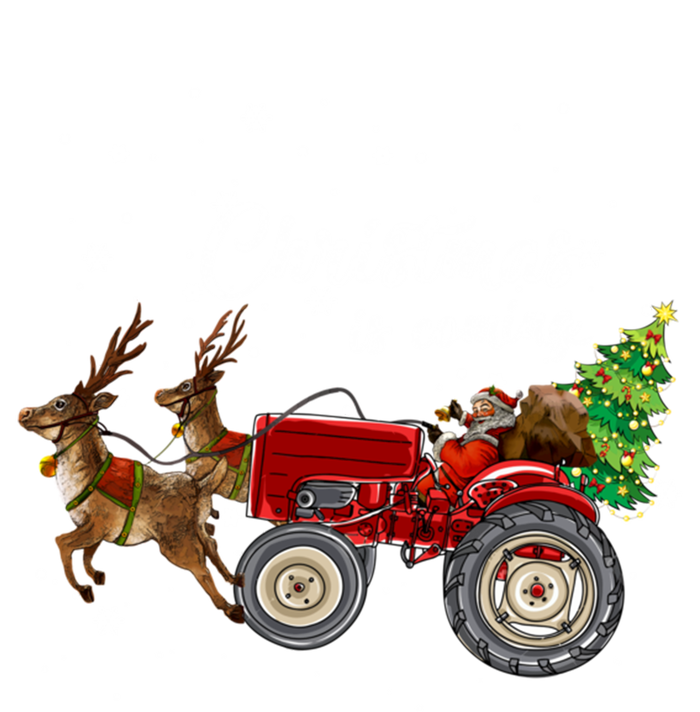 Christmas Is Coming Funny Farmer Santa Claus Tractor Funny Gift Button